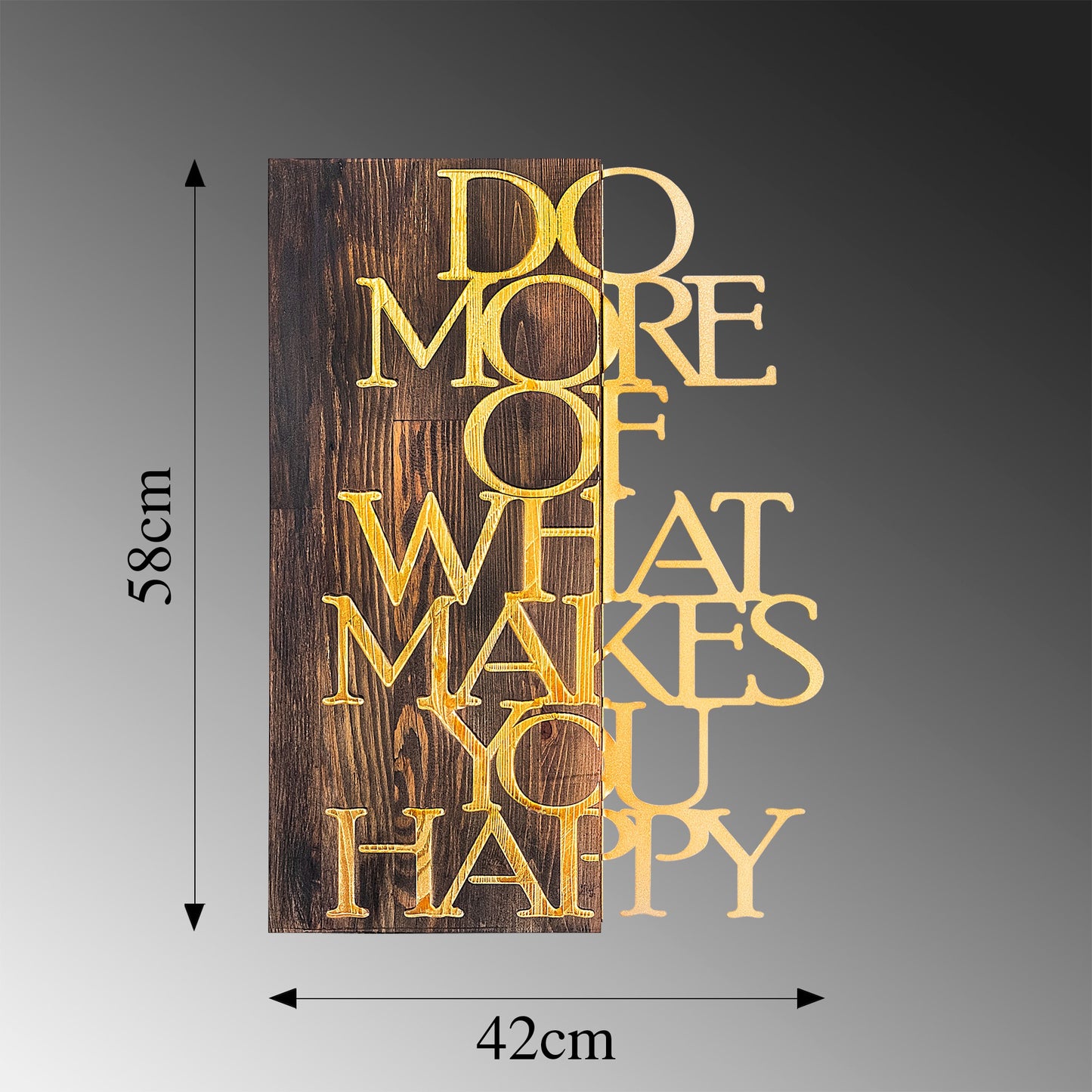 Drvena zidna dekoracija, Do More Of What Makes You Happy - Gold