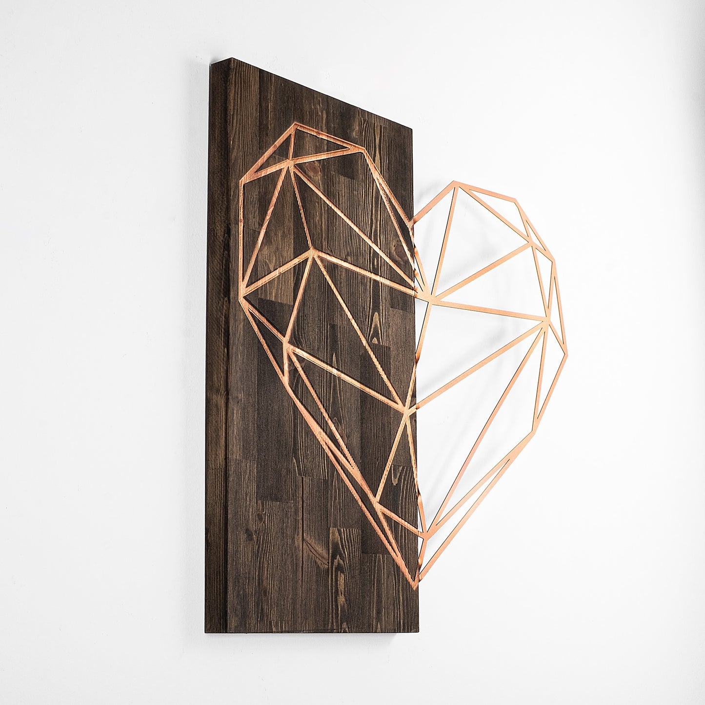 Drvena zidna dekoracija, Heart - Copper