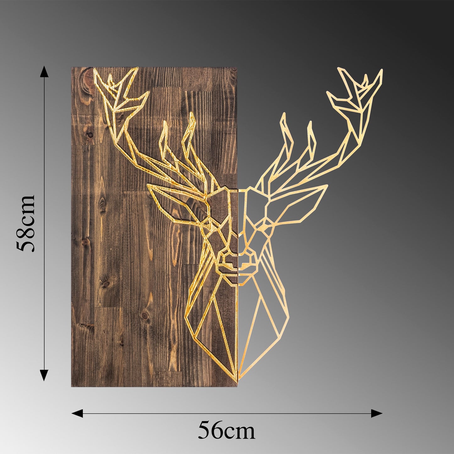 Drvena zidna dekoracija, Deer1 - Gold