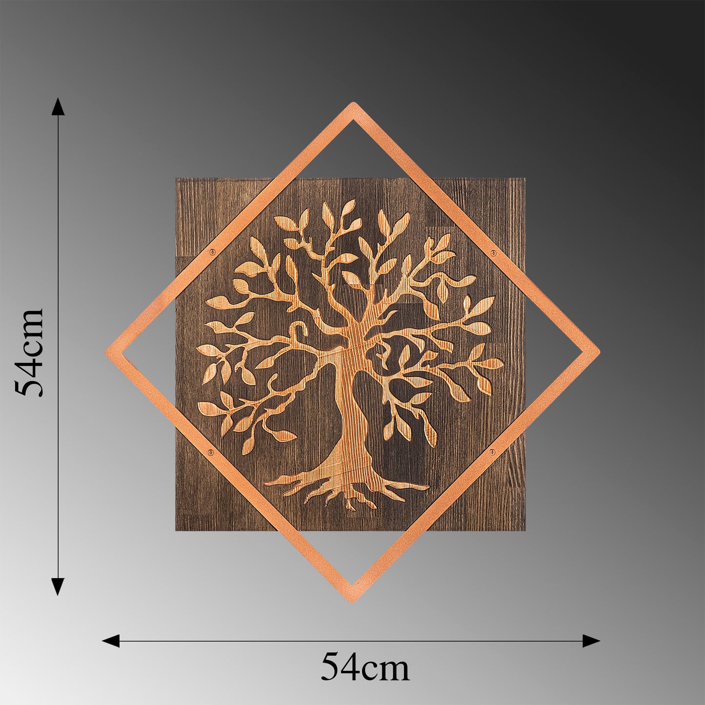 Drvena zidna dekoracija, Tree v2 - Copper