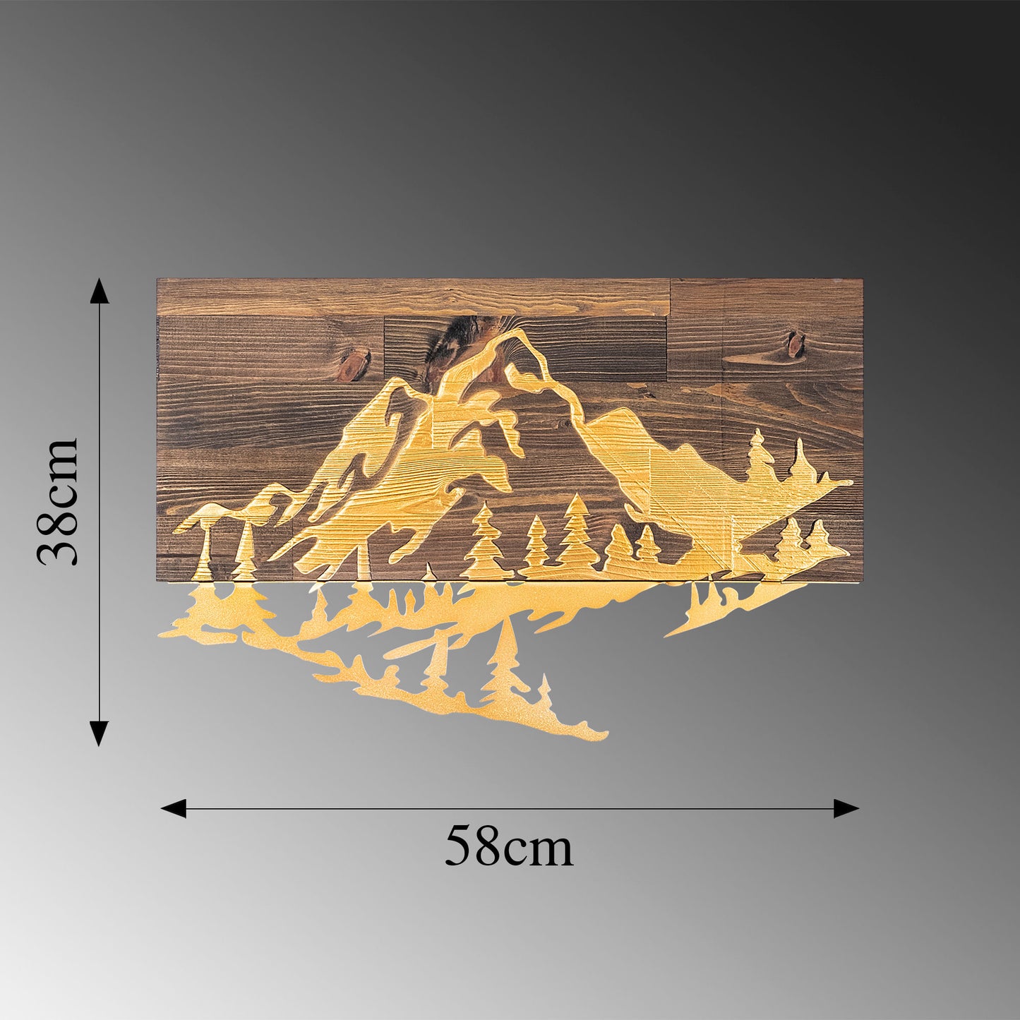 Drvena zidna dekoracija, Mountain v2 - Gold