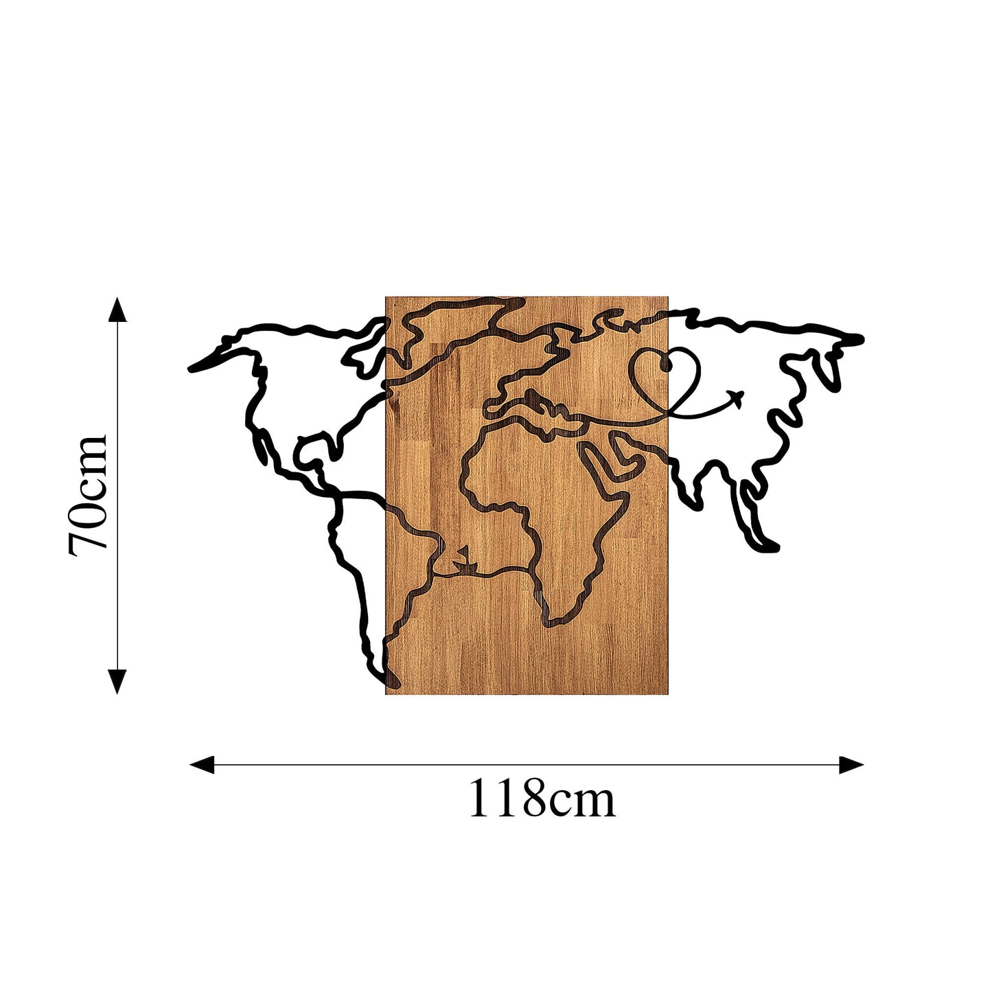 Drvena zidna dekoracija, Wold Map - 316