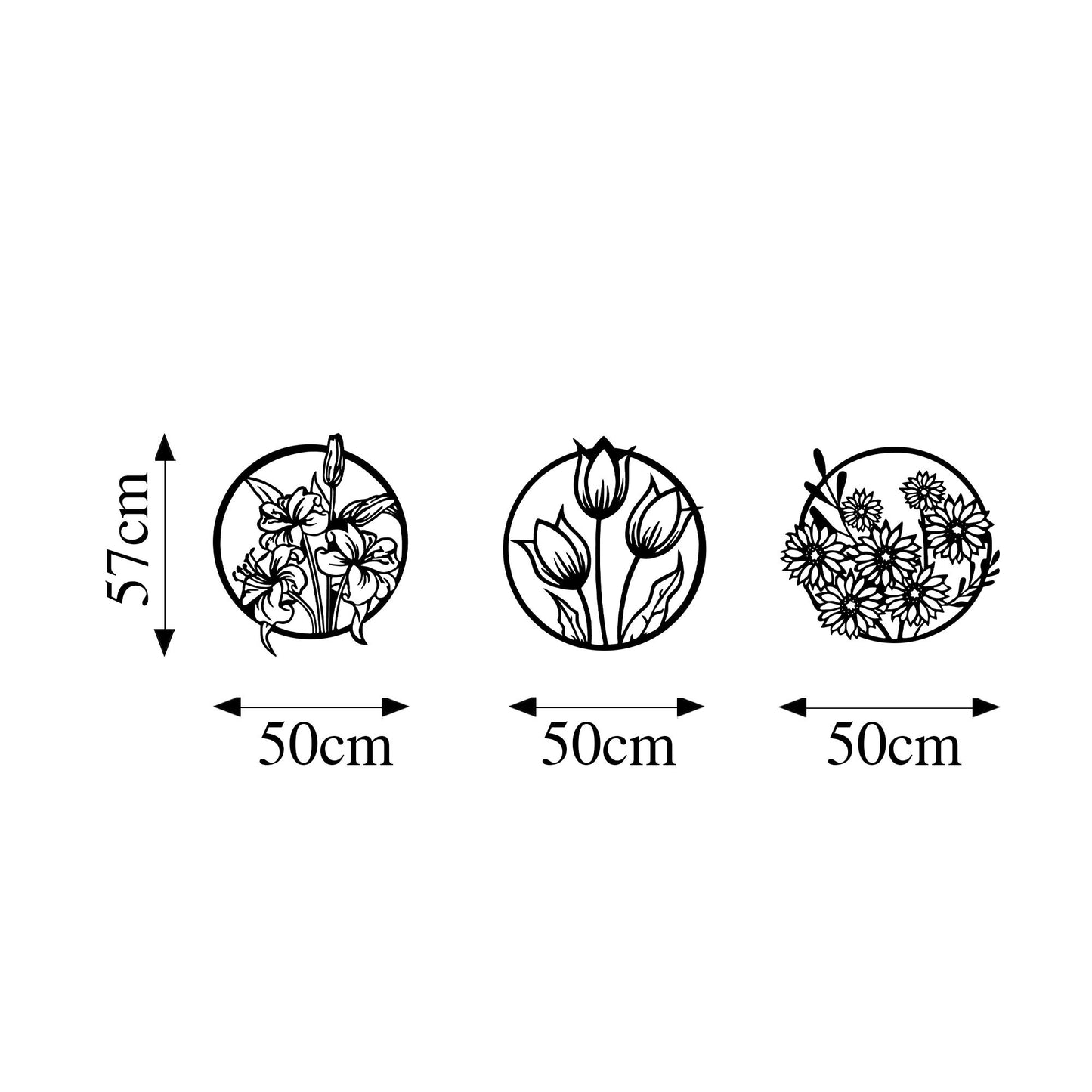 Metalna zidna dekoracija, Flowers - 273 M