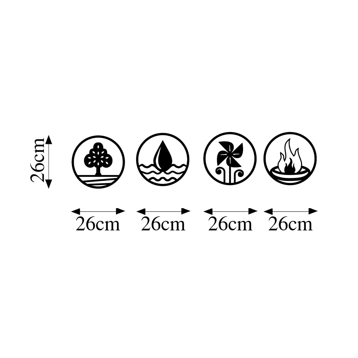 Metalna zidna dekoracija, 4 Elements - 301