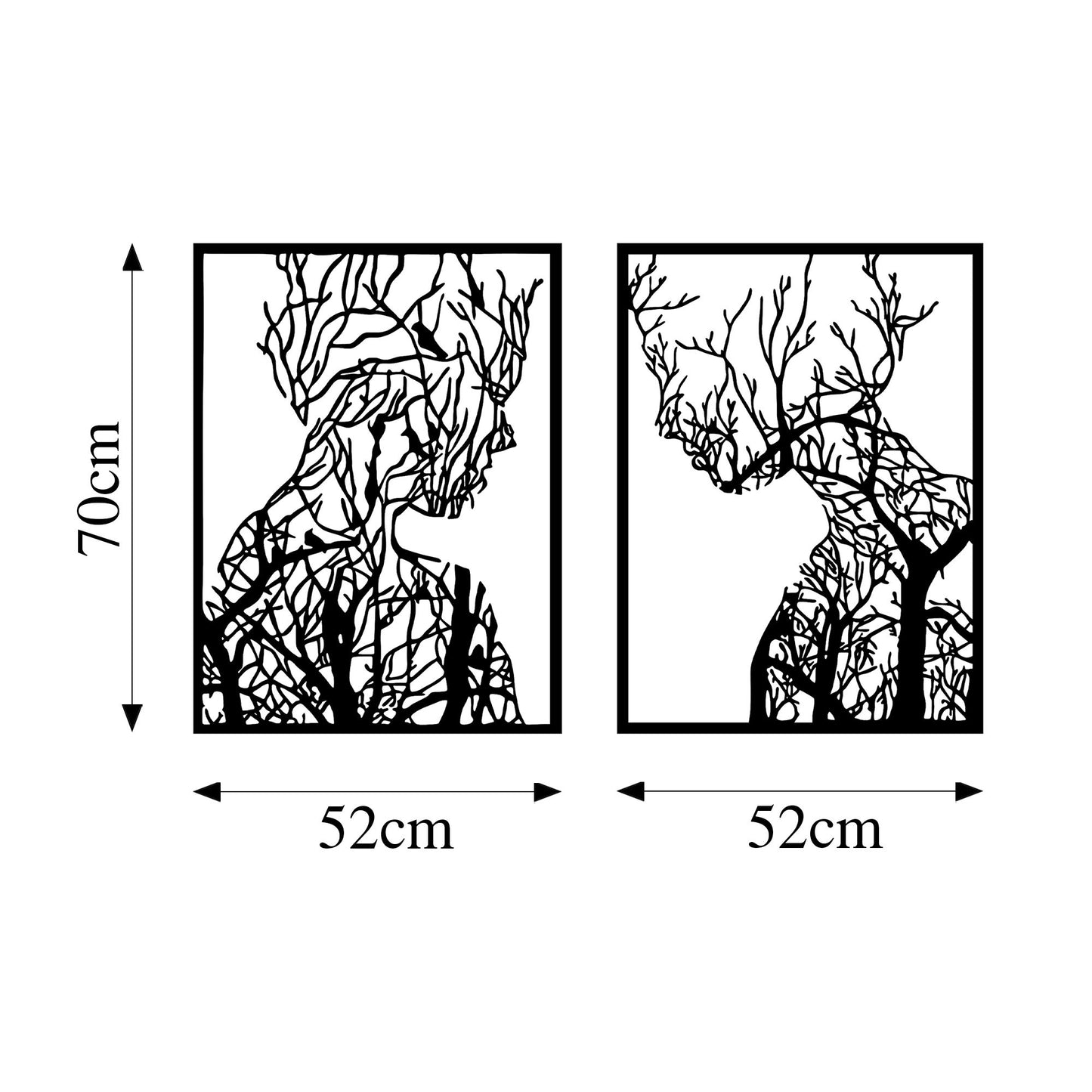 Metalna zidna dekoracija, Tree Man And Woman - 326