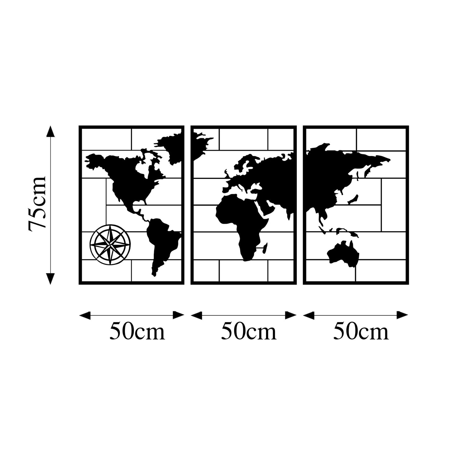 Metalna zidna dekoracija, World Map