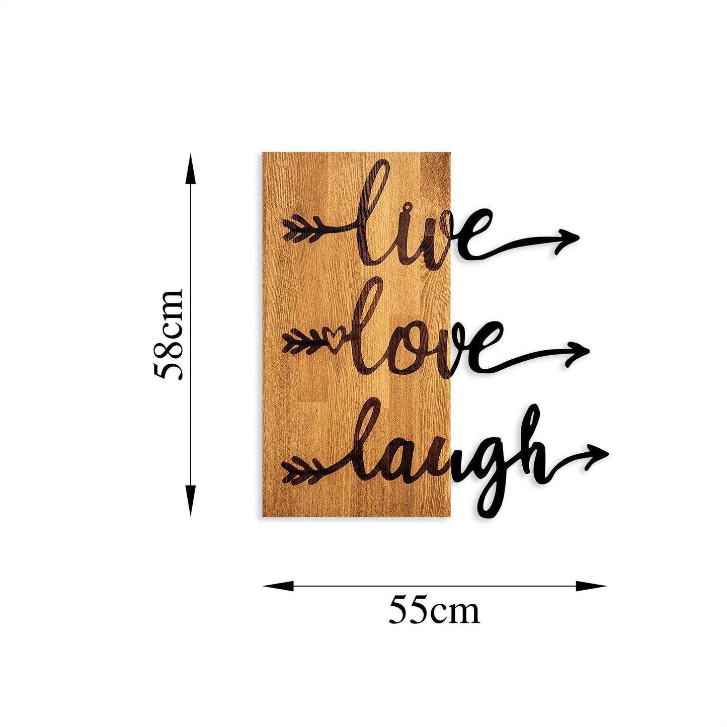 Ukrasni drveni zidni dodatak, Live Love Laugh - 369