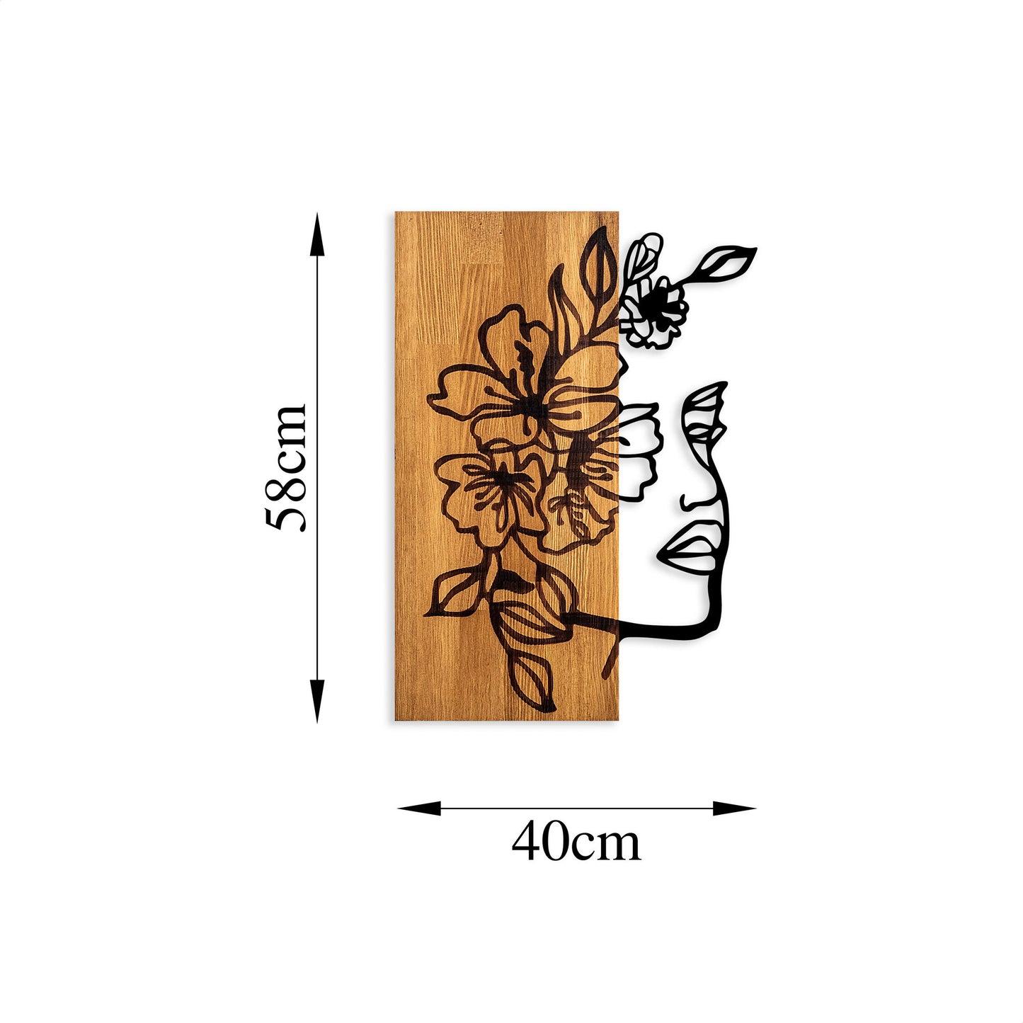 Drvena zidna dekoracija, Woman Floral Face - 372