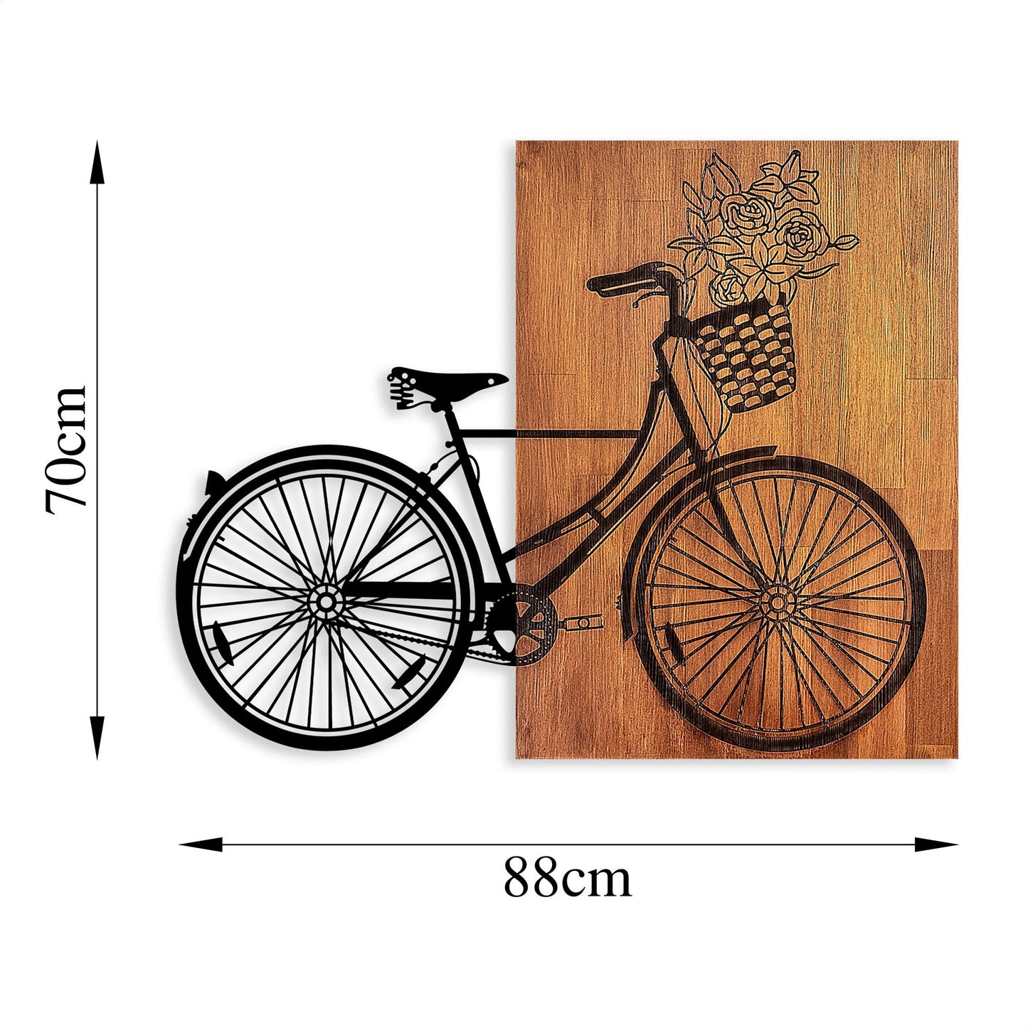Ukrasni drveni zidni dodatak, Historical Floral Bike - L - 376