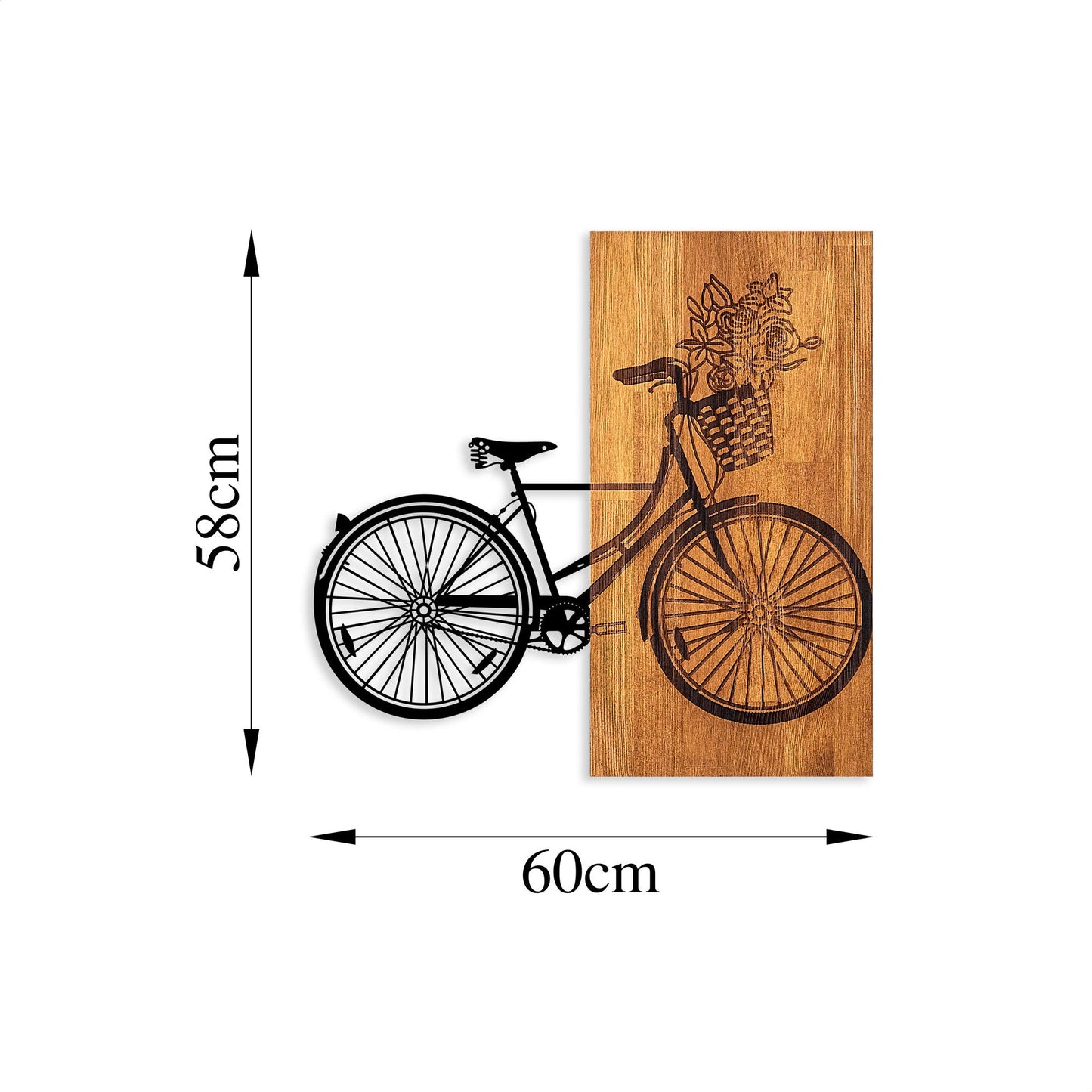 Ukrasni drveni zidni dodatak, Historical Floral Bike - M - 377
