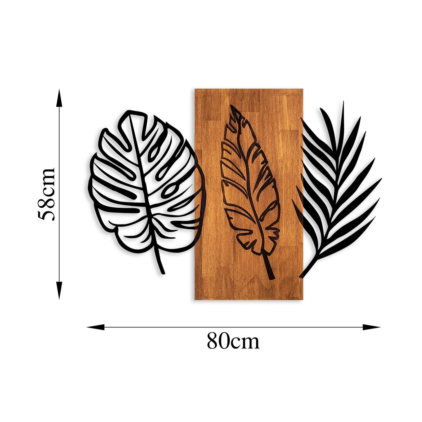 Ukrasni drveni zidni dodatak, Triple Leaves - 384