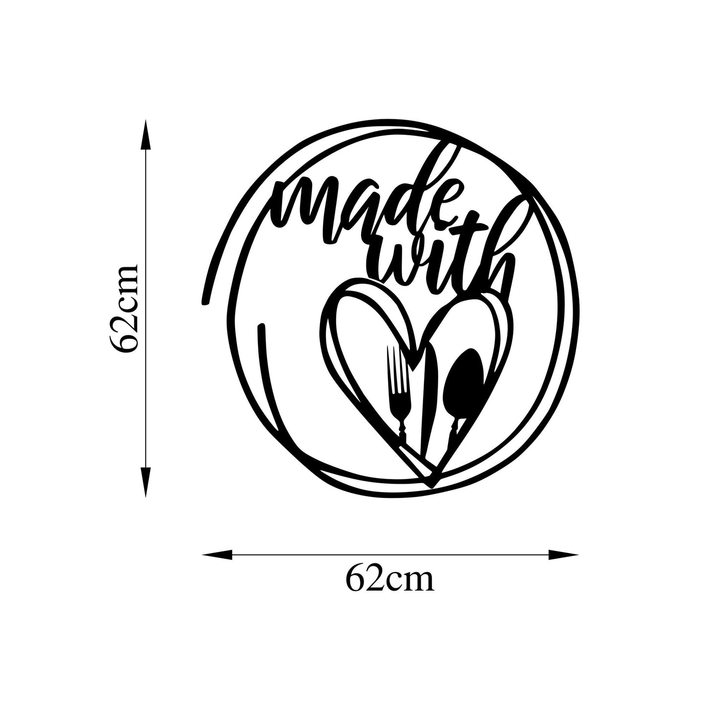Metalna zidna dekoracija, Made With Love Food - 523