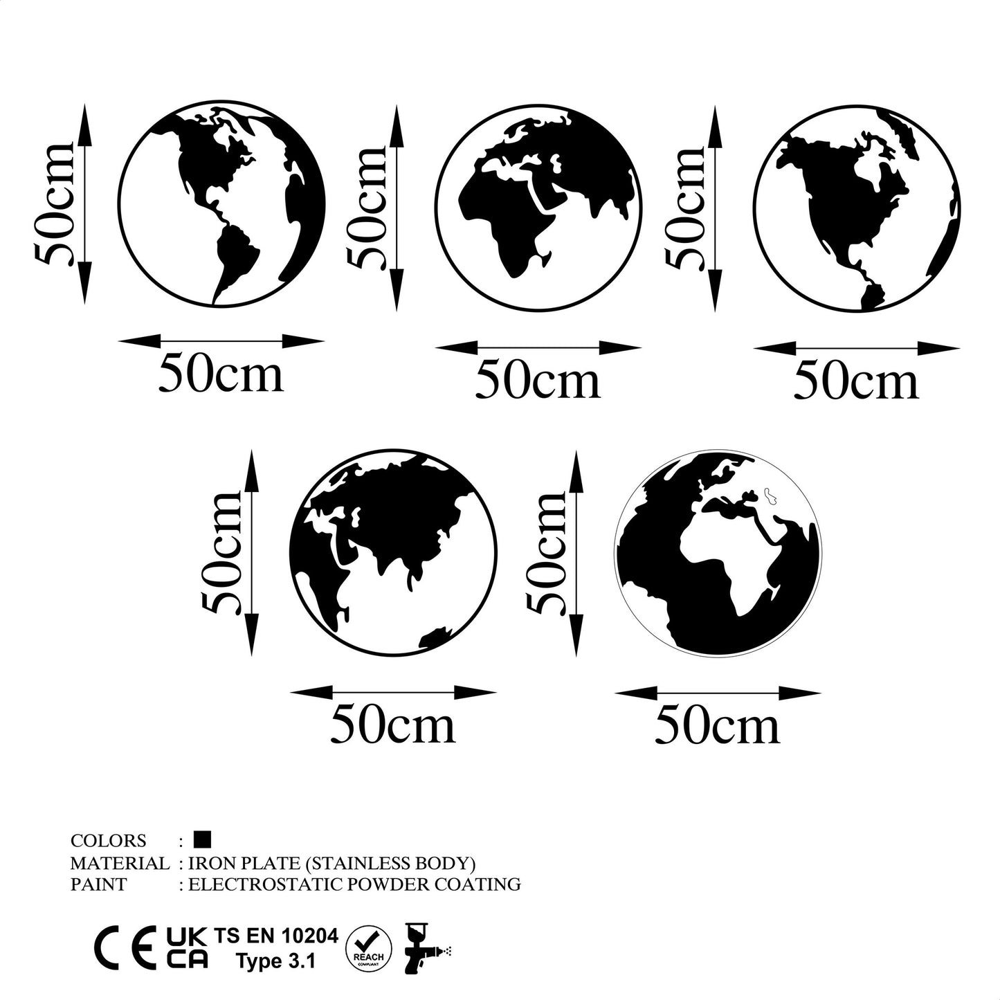 Metalna zidna dekoracija, World Map 2