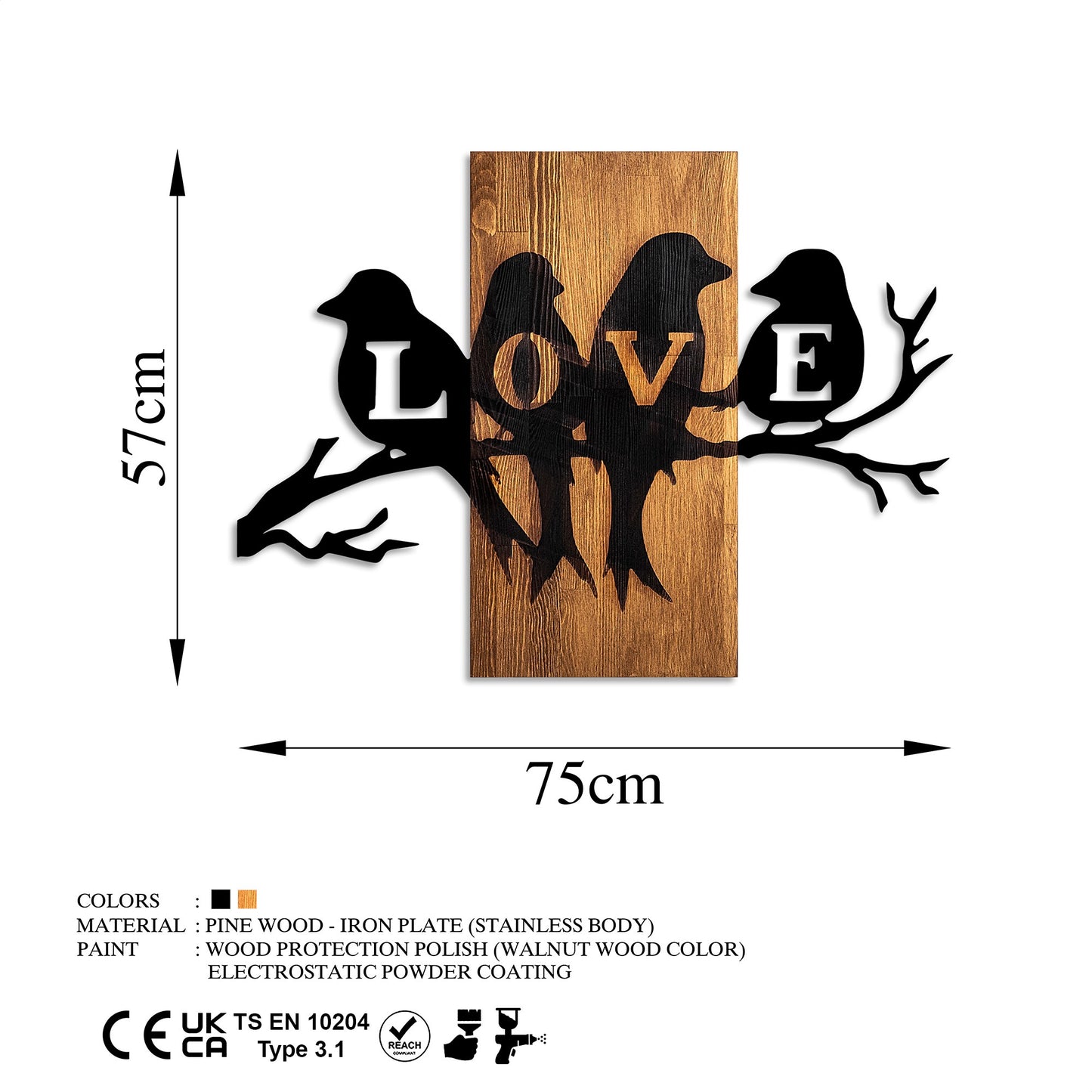Drvena zidna dekoracija, Love Birds
