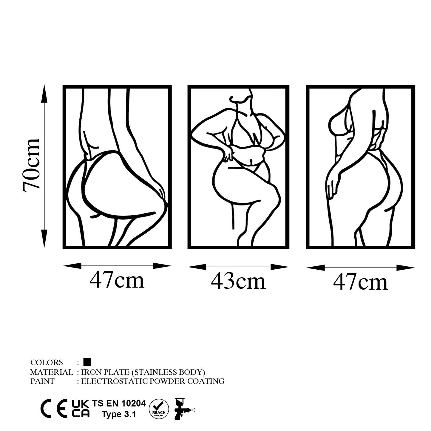 Metalna zidna dekoracija, Body Positive Line