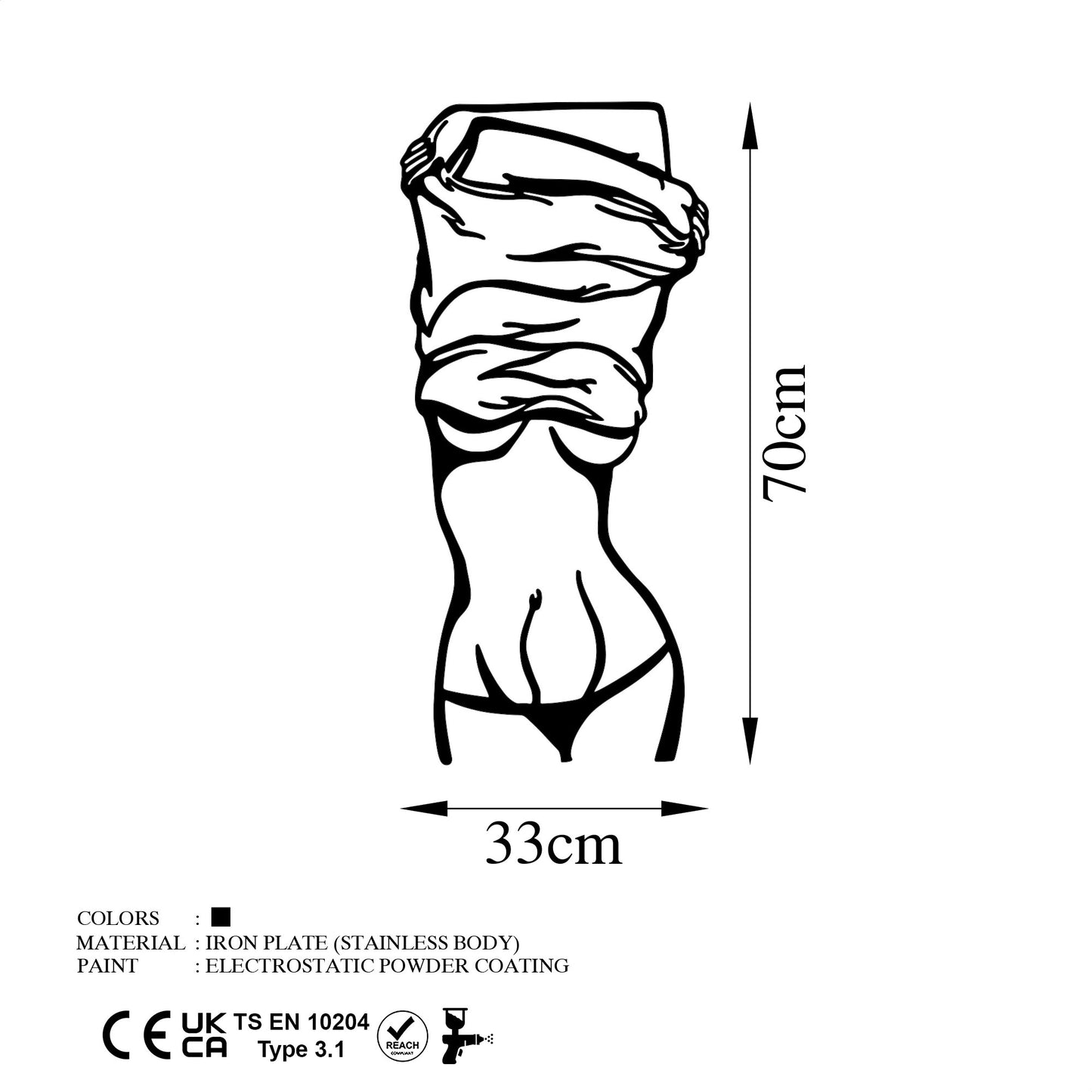 Metalna zidna dekoracija, Undressing Woman