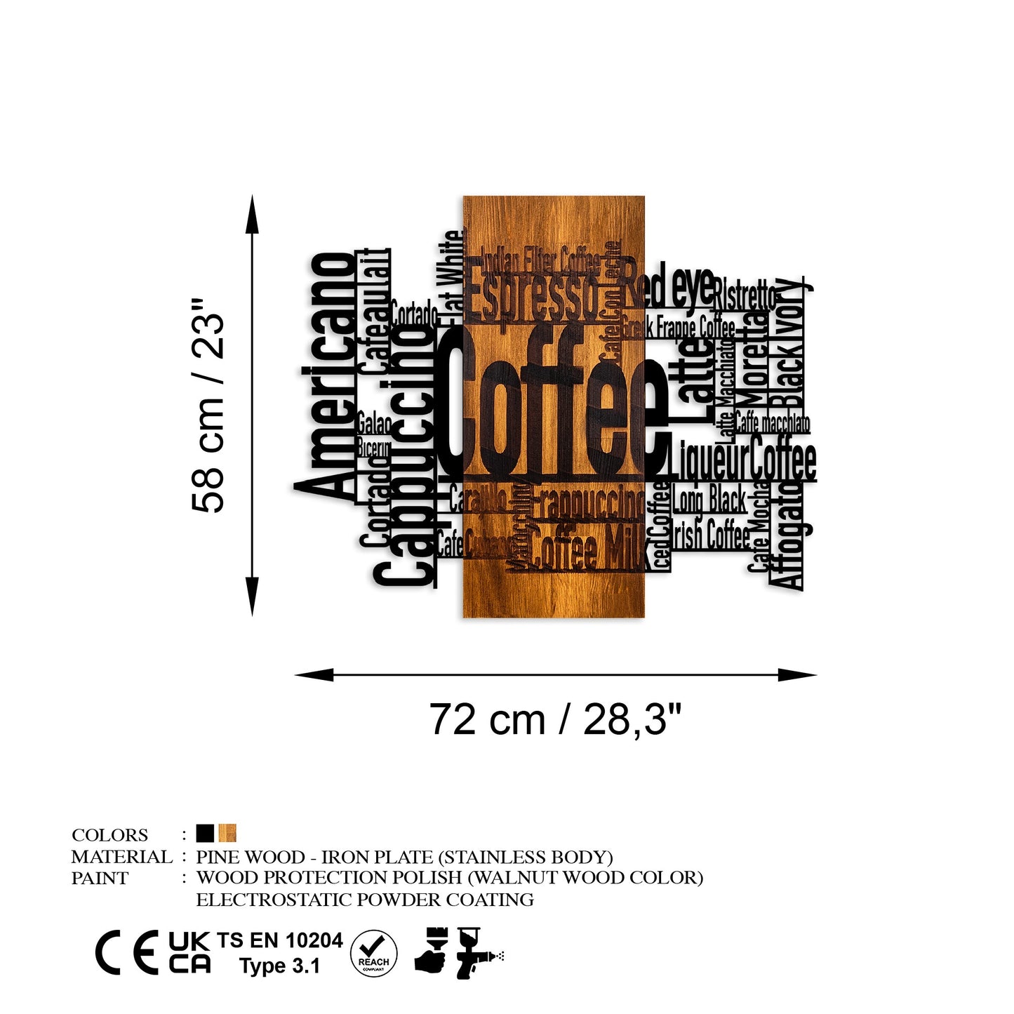 Drvena zidna dekoracija Coffee Mixed