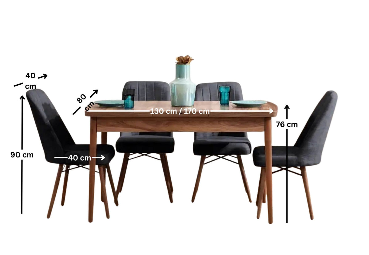 Set sa blagavaonskim proširivim stolom i stolicama (5 komada)