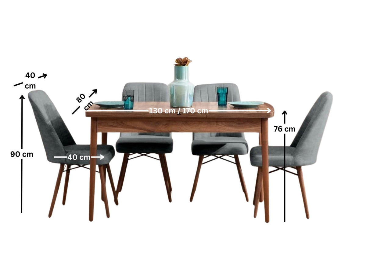 Set sa blagavaonskim proširivim stolom i stolicama (5 komada)