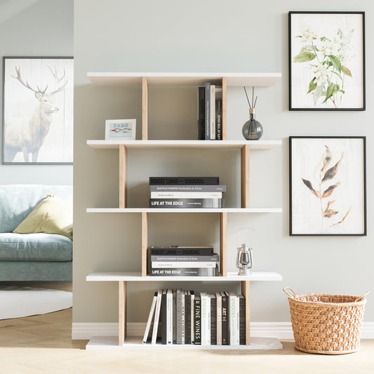 Polica za knjige, Harmon - Oak, White