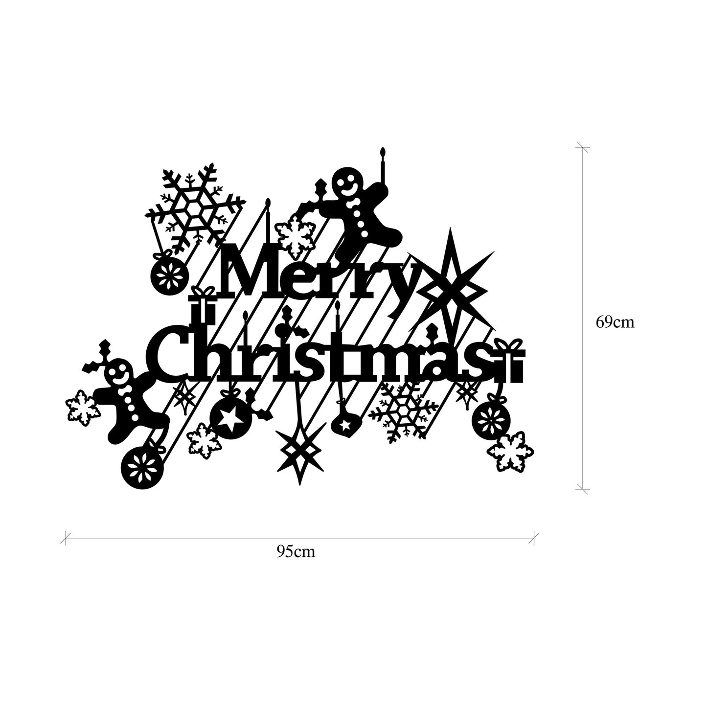Metalna zidna dekoracija, XMASBLACK - 023