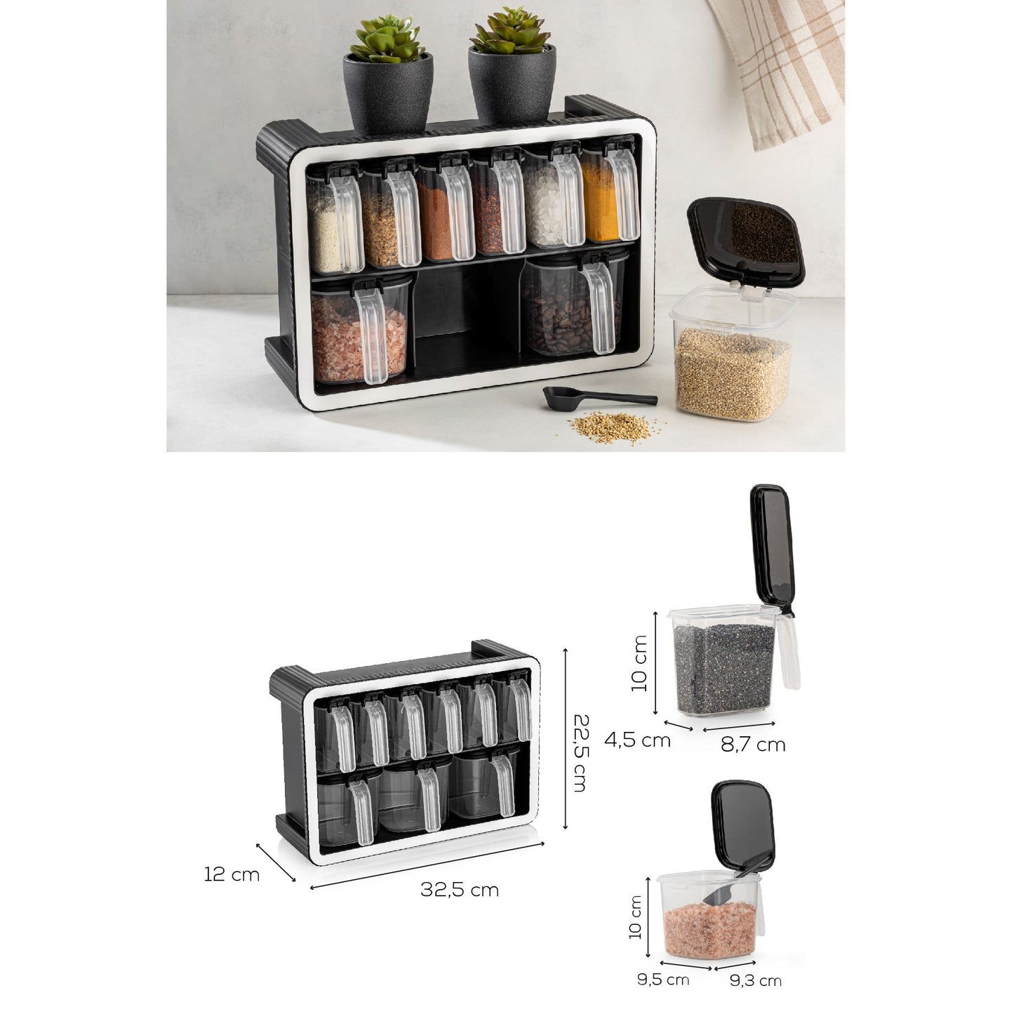 Set staklenki za začine (10 komada) BNM-9516 - Antracit