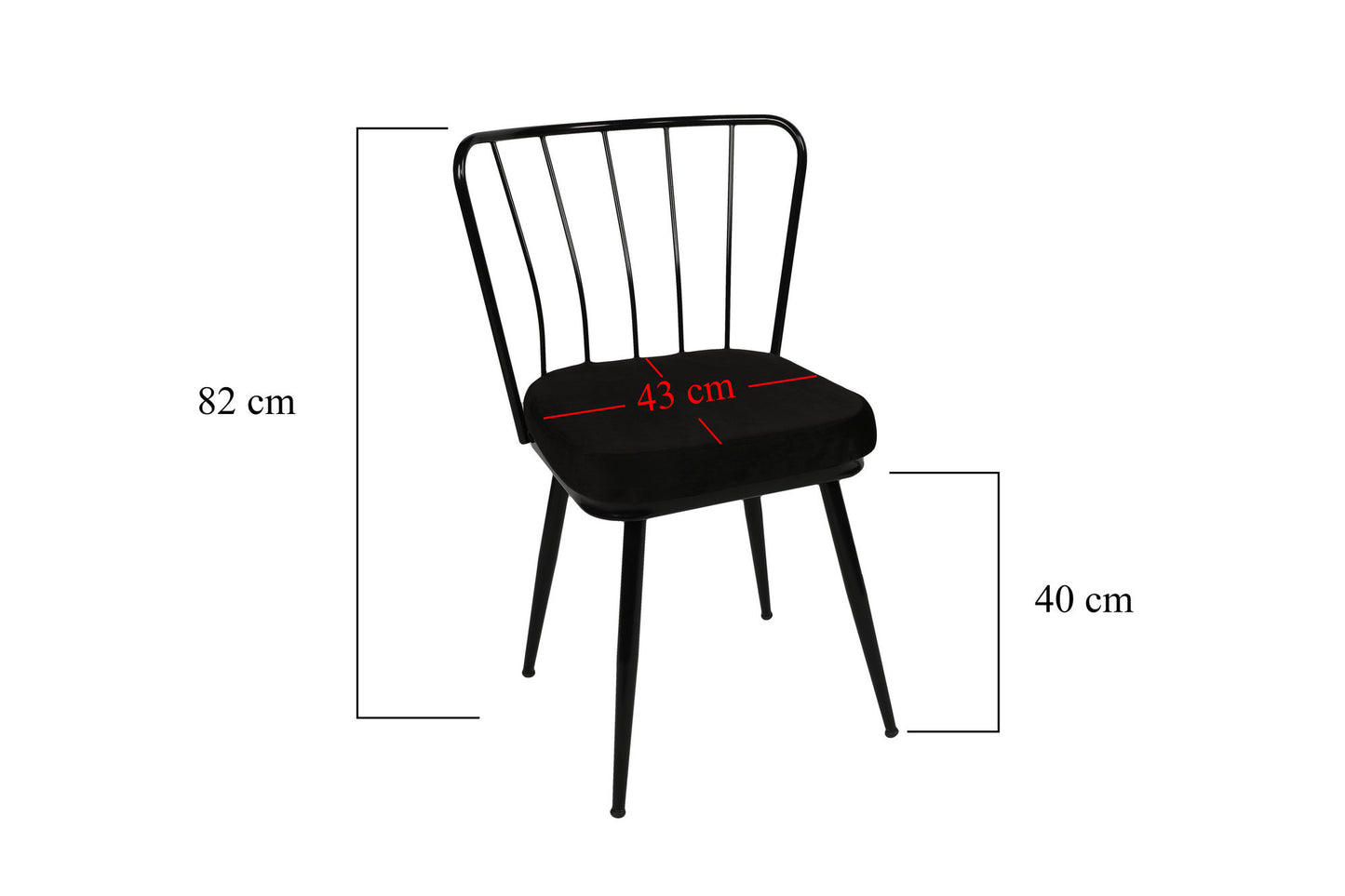Set stolica (4 komada), Crno, Yıldız 181