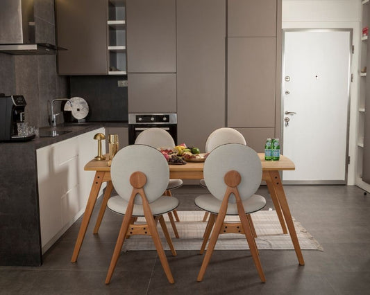 Set stola i stolica (5 komada) 276, hrast, bež