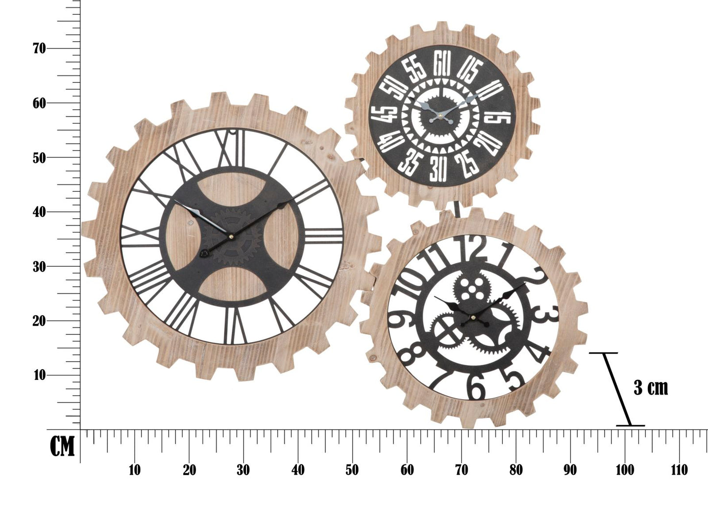 Zidni sat 3 gears cm 93x3x74