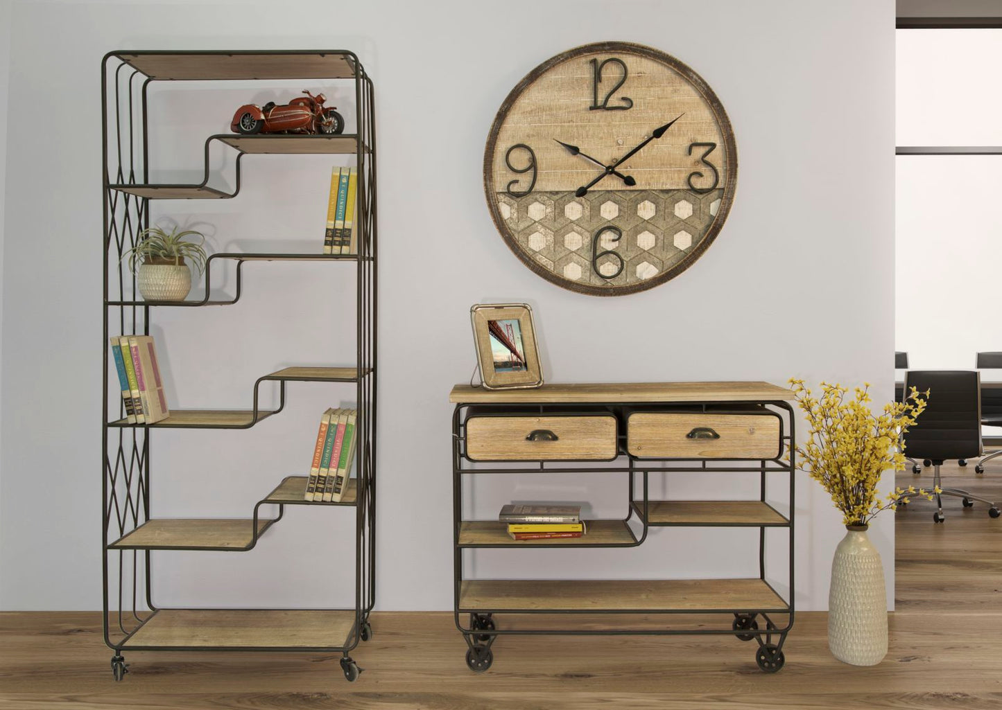 Polica za knjige industrija cm 75x40x182