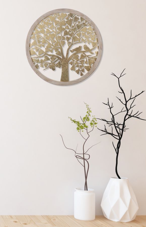 Zidna ploča gold tree rot. cm ø 80x2,5