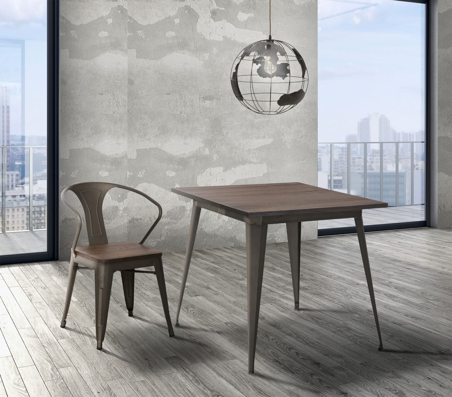 Blagovaonski stol kvadratni industrijski cm 80x80x75