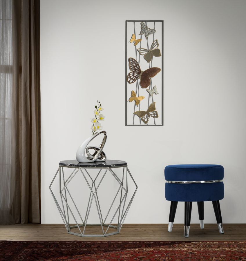 Tabure Paris blu-silver cm ø 35x40,5