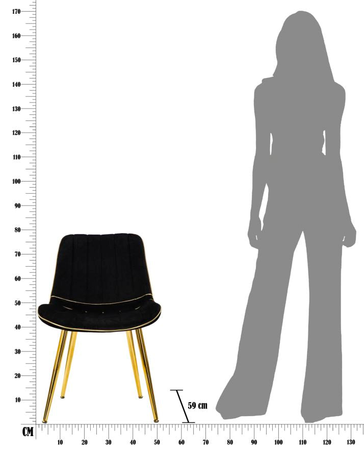 Stolica Paris crna-zlata, set 2 kom., 51 x 59 x 79 cm