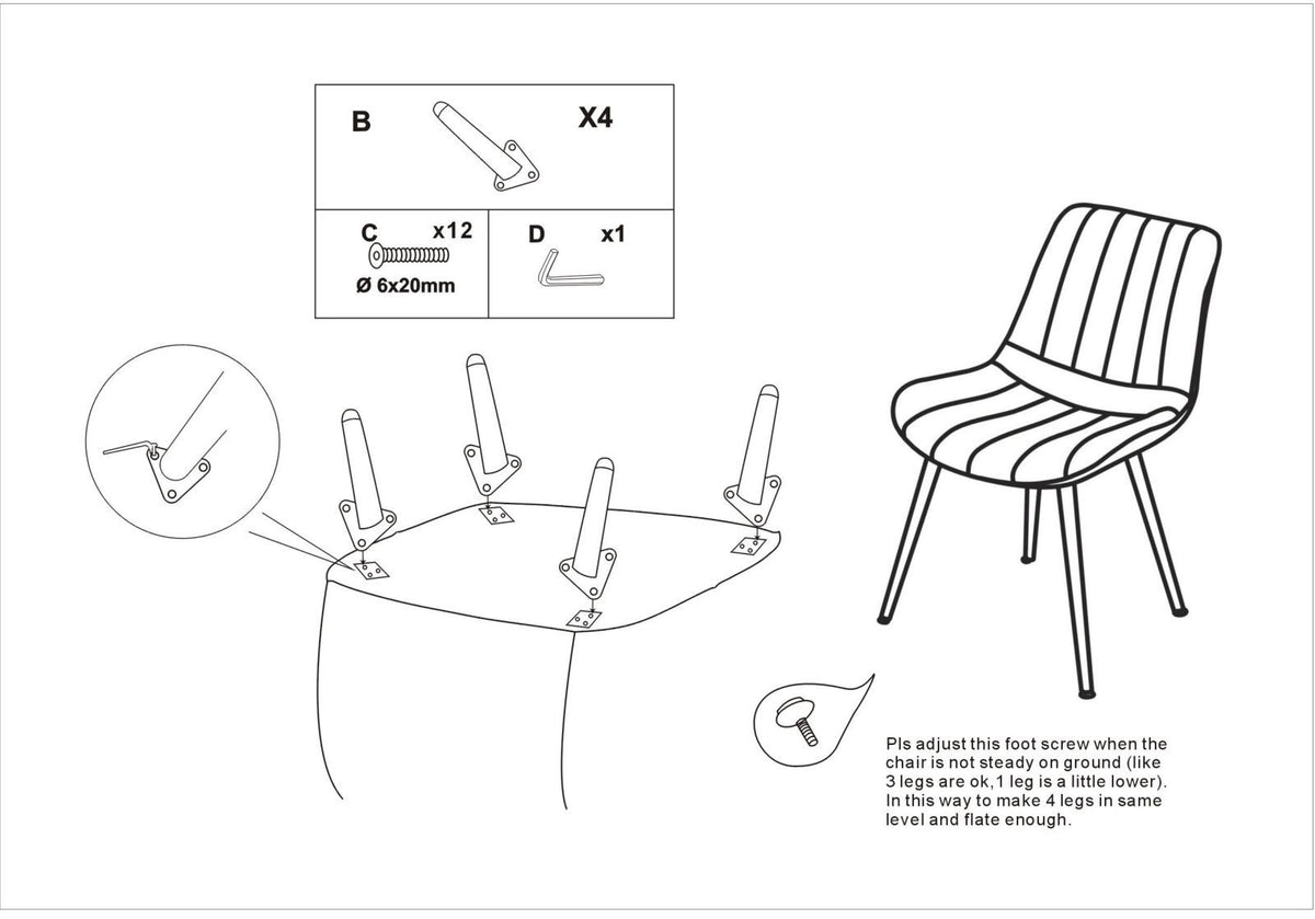 Stolica Paris crna-zlata, set 2 kom., 51 x 59 x 79 cm