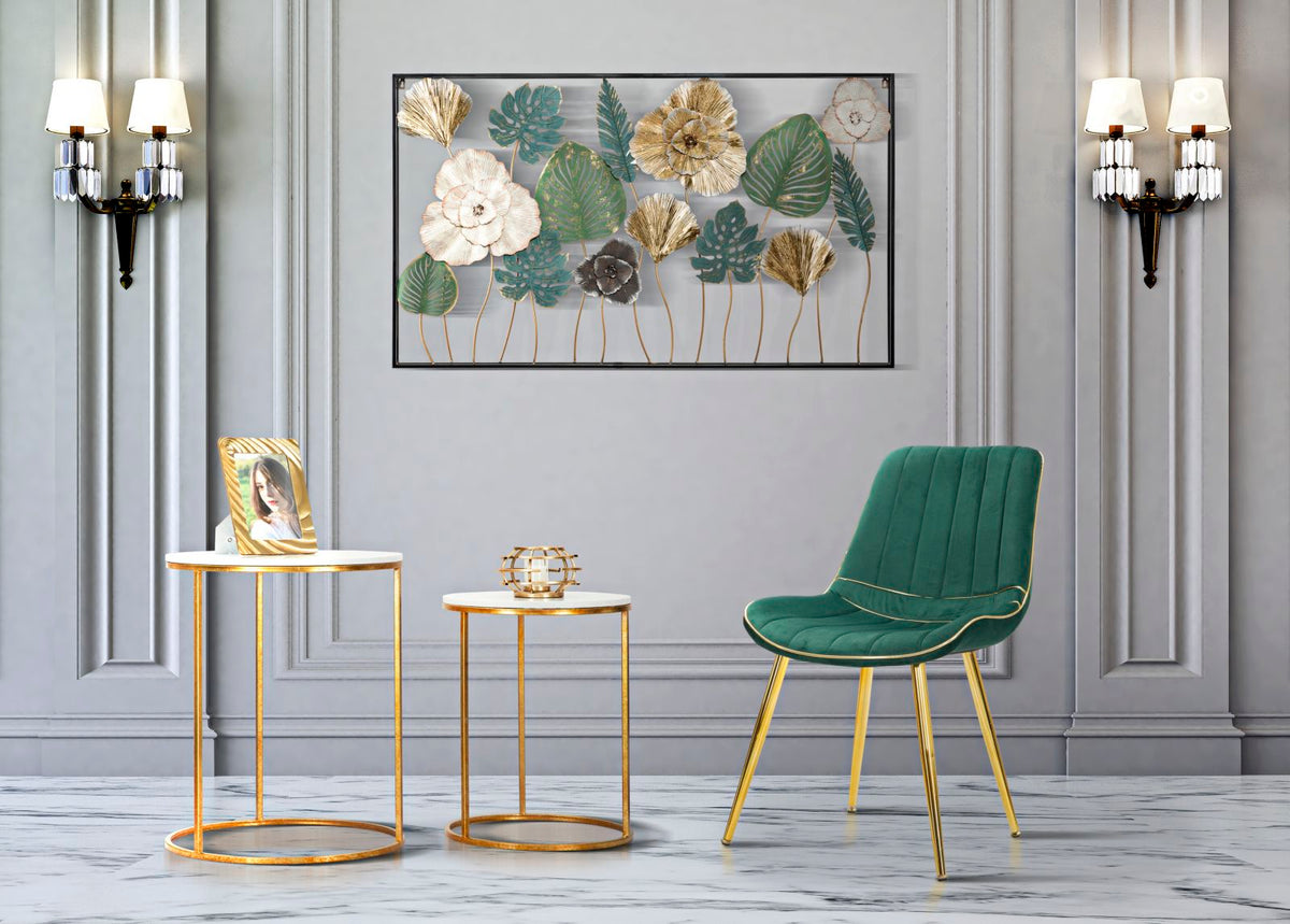 Stolica Paris zeleno-zlata, set od 2 kom., 51 x 59 x 79 cm