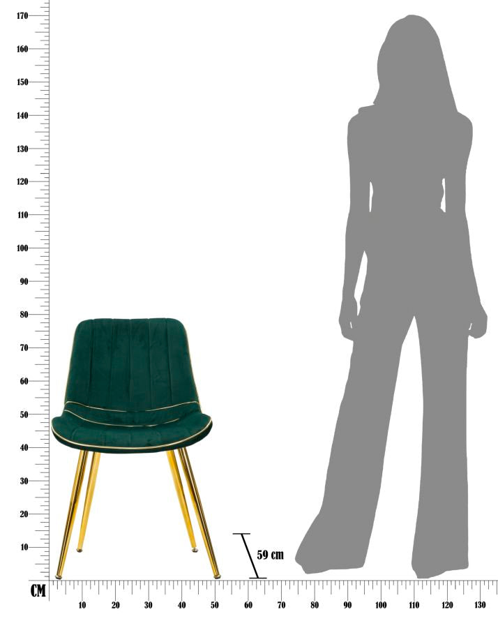 Stolica Paris zeleno-zlata, set od 2 kom., 51 x 59 x 79 cm