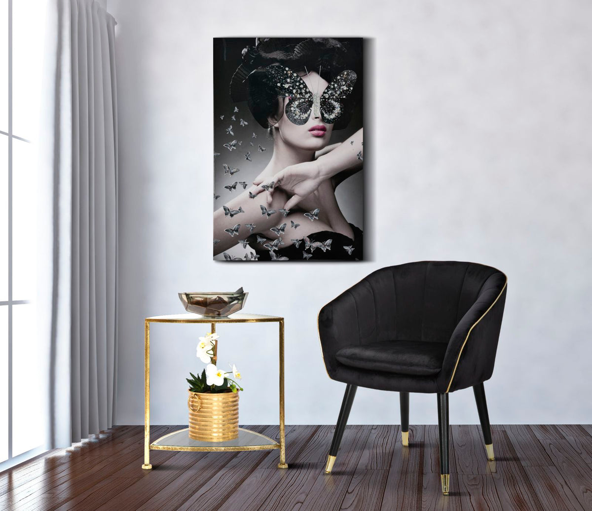 Fotelja Paris crno-zlata cm 62x58x78