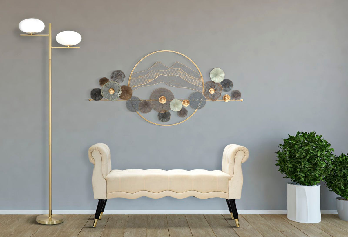 Klupa Paris kremasto-zlatne boje, 120 × 40 × 60 cm