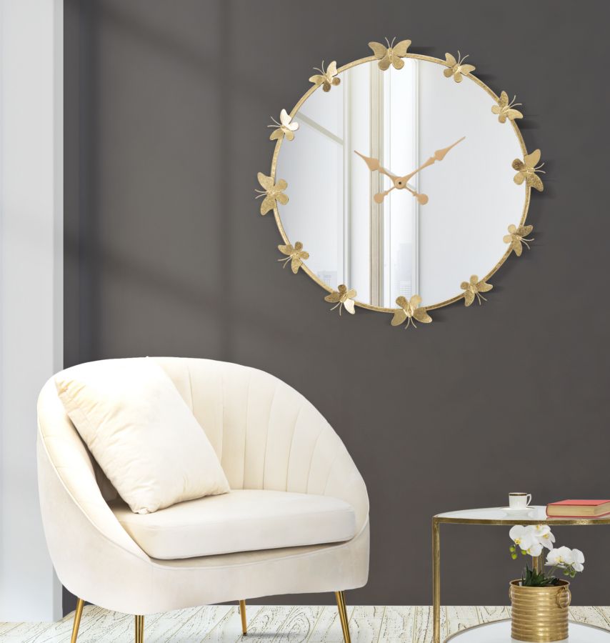 Zidni sat glam leptir cm ø 75x4,5 (ogledalo cm ø 64)