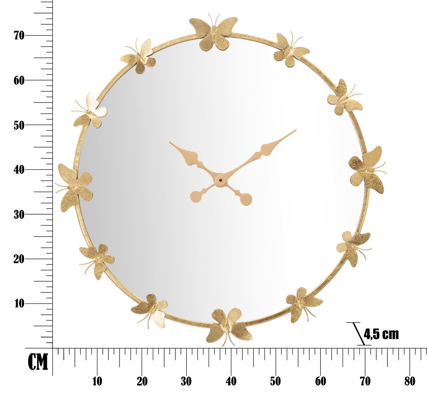 Zidni sat glam leptir cm ø 75x4,5 (ogledalo cm ø 64)