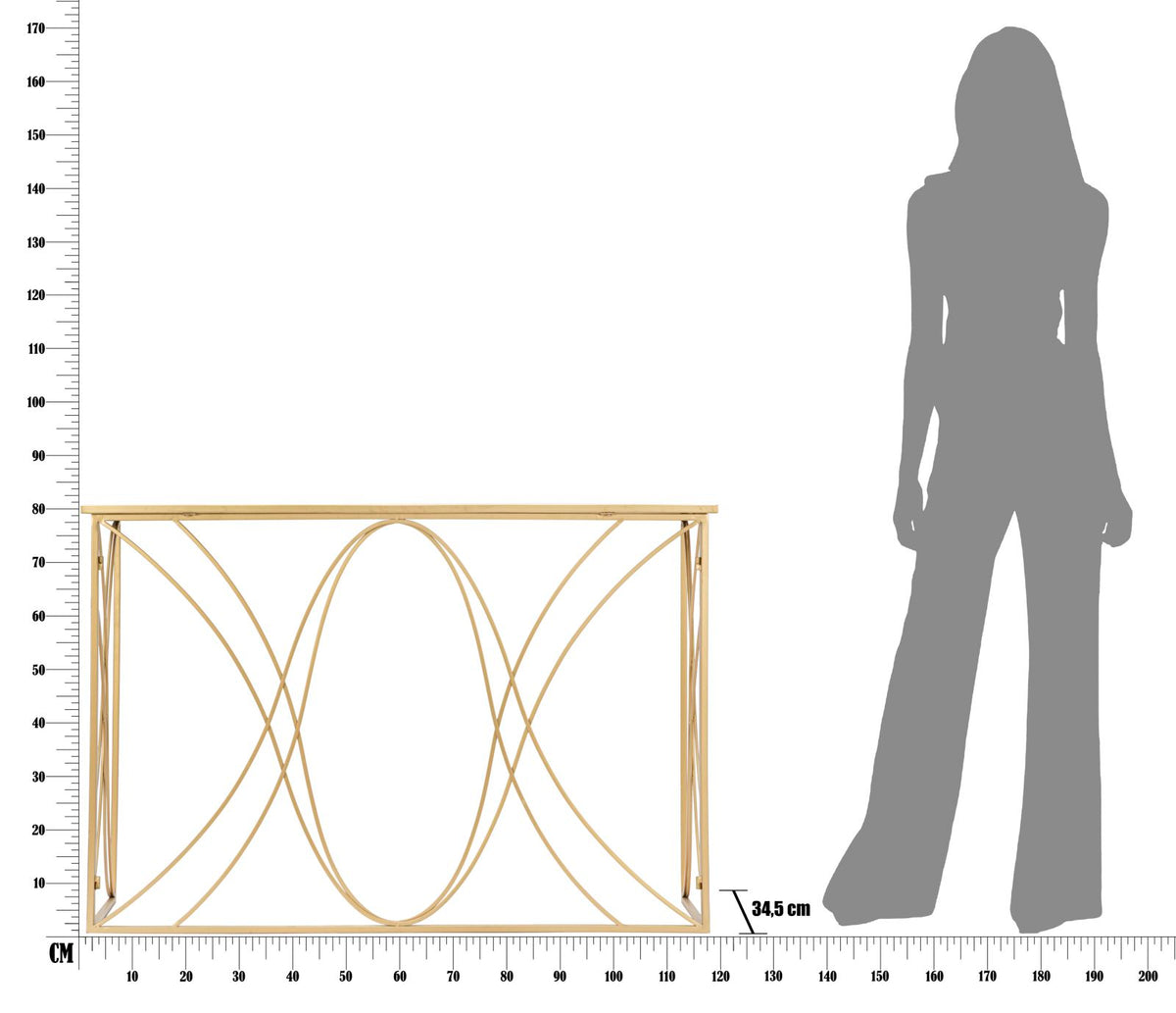 Konzolni stol Exy, 120 × 40 × 80 cm
