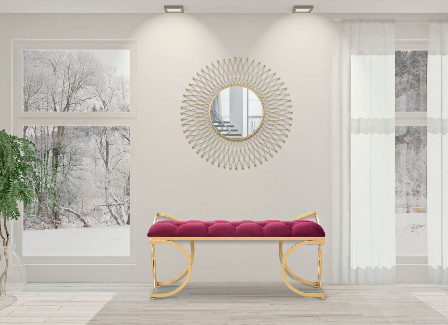 Klupa glam luxy bordeaux cm 103x43x47
