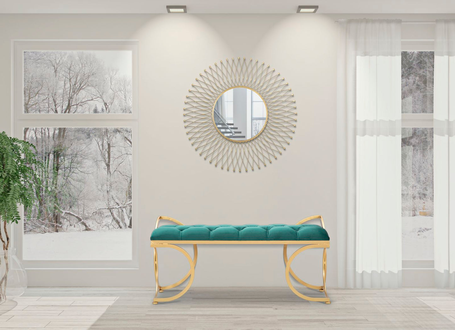 Klupa glam luxy green cm 103x43x47