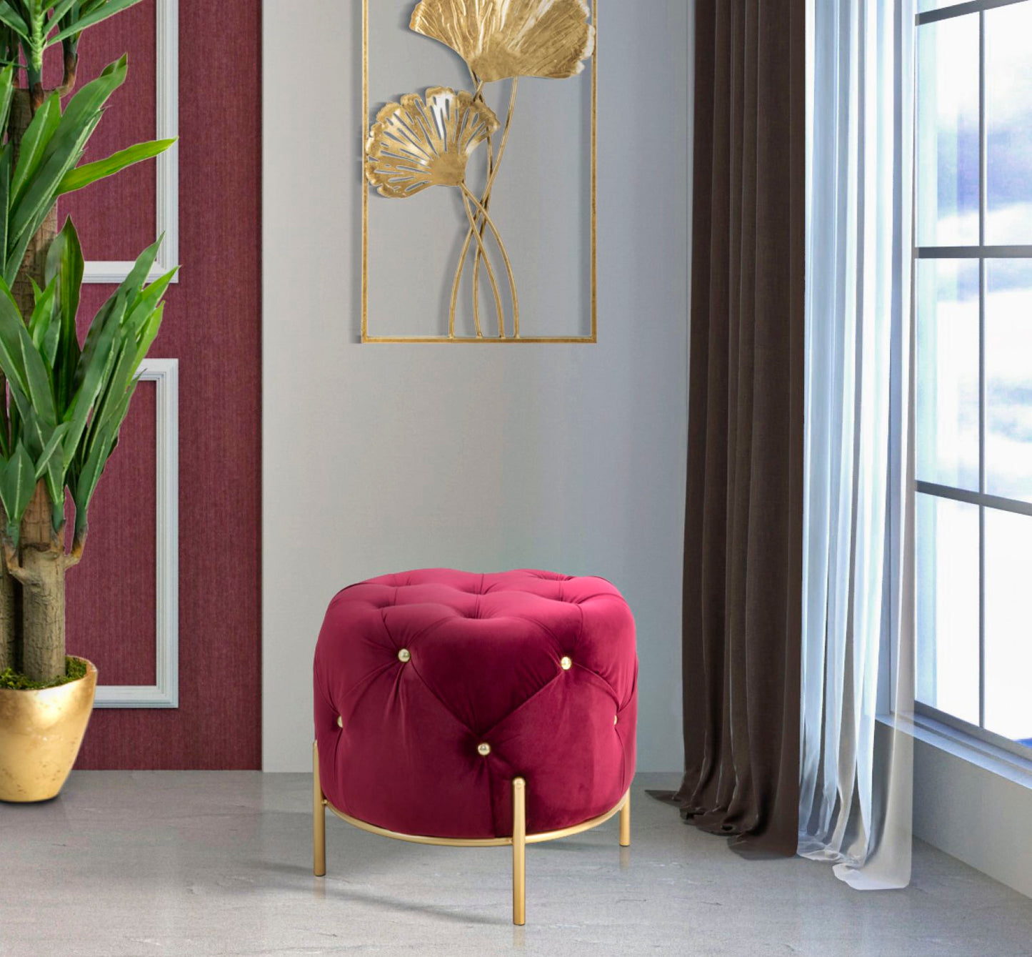 Tabure diamond glam bordeaux cm ø 45x40