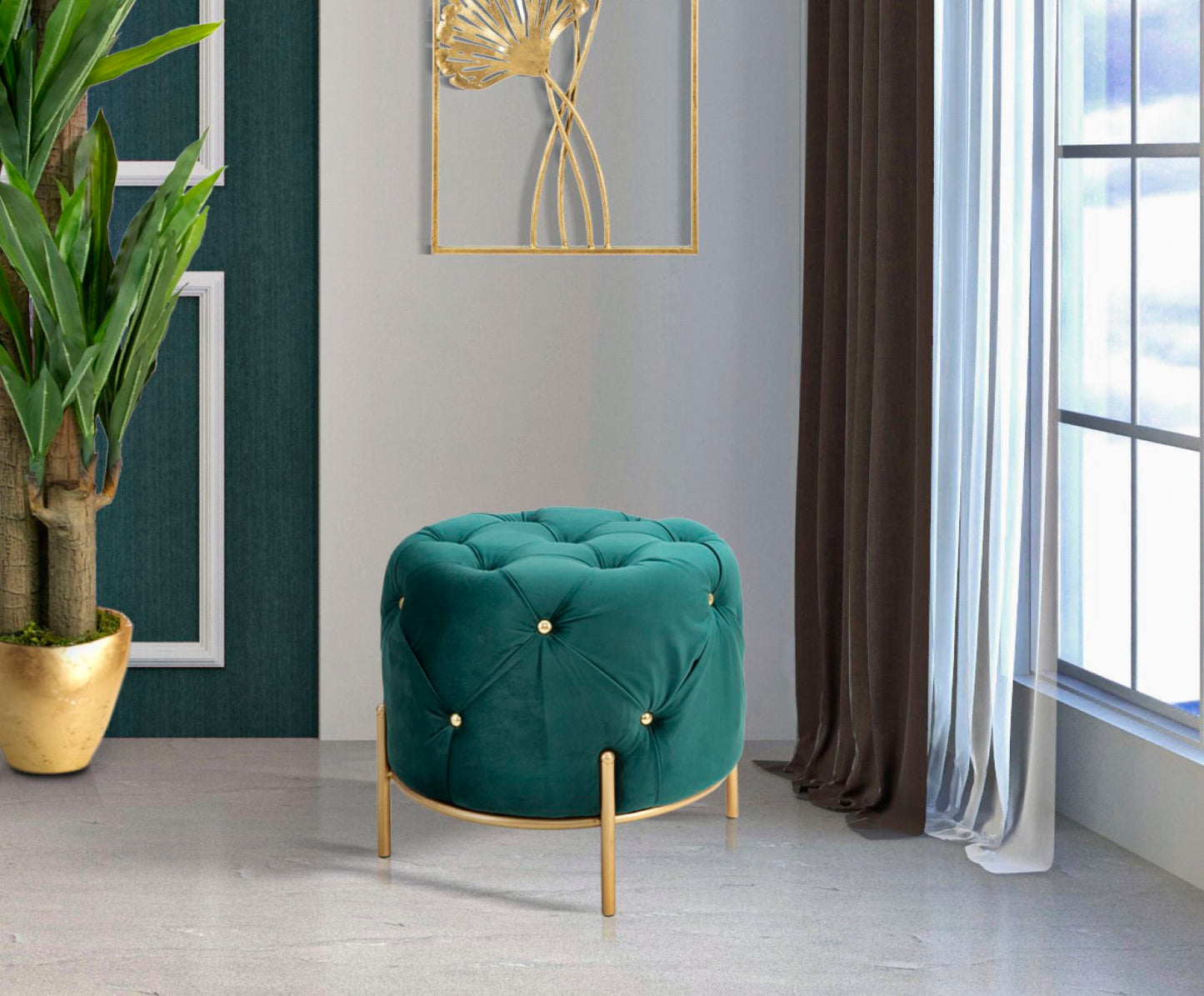 Tabure diamond glam green cm ø 45x40