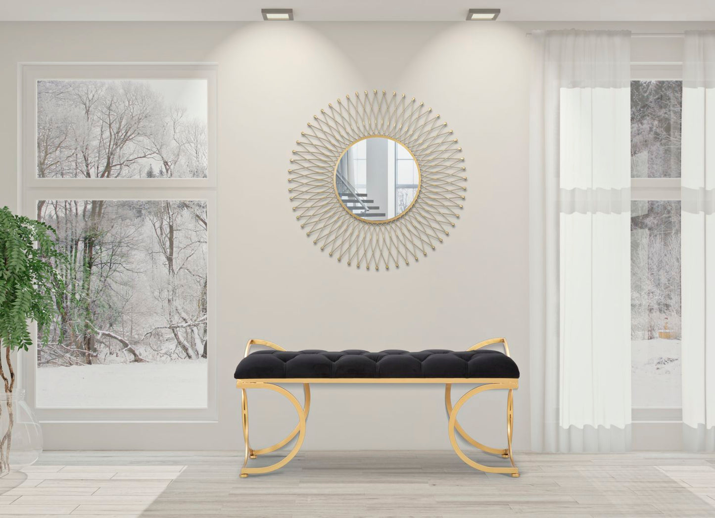 Klupa glam luxe crni com 103x43x47