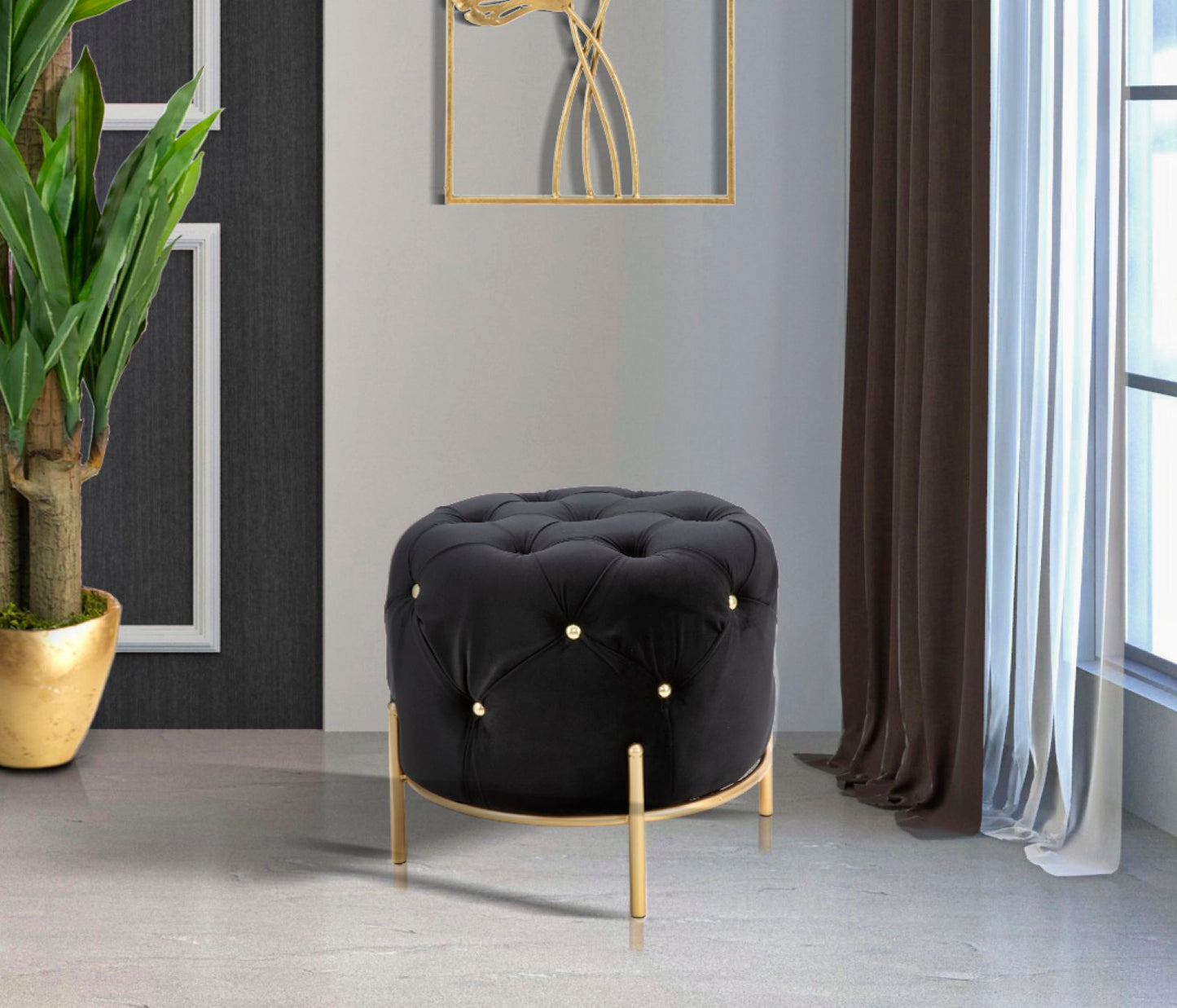 Tabure diamond glam black cm ø 45x40
