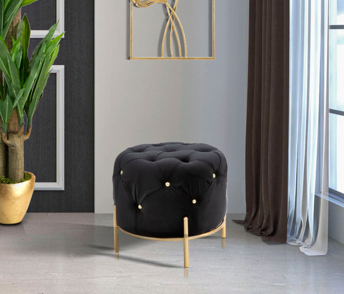 Tabure diamond glam crni cm ø 45x40