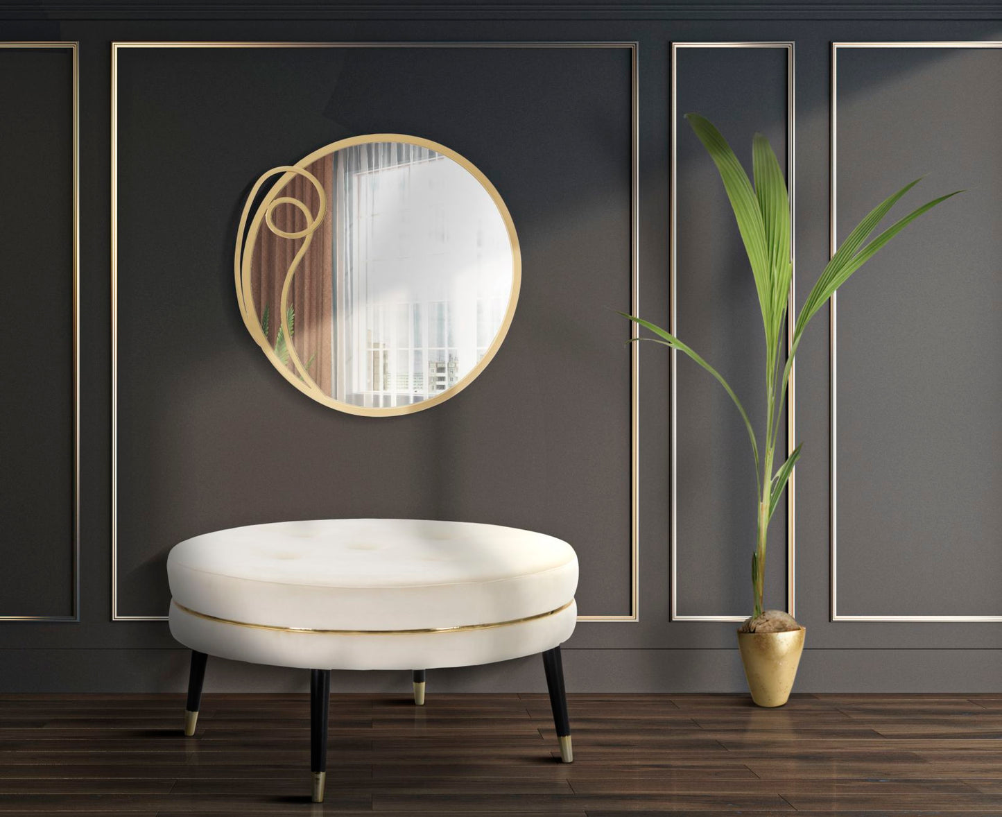 Tabure Paris xxl crema-gold cm ø 90x46